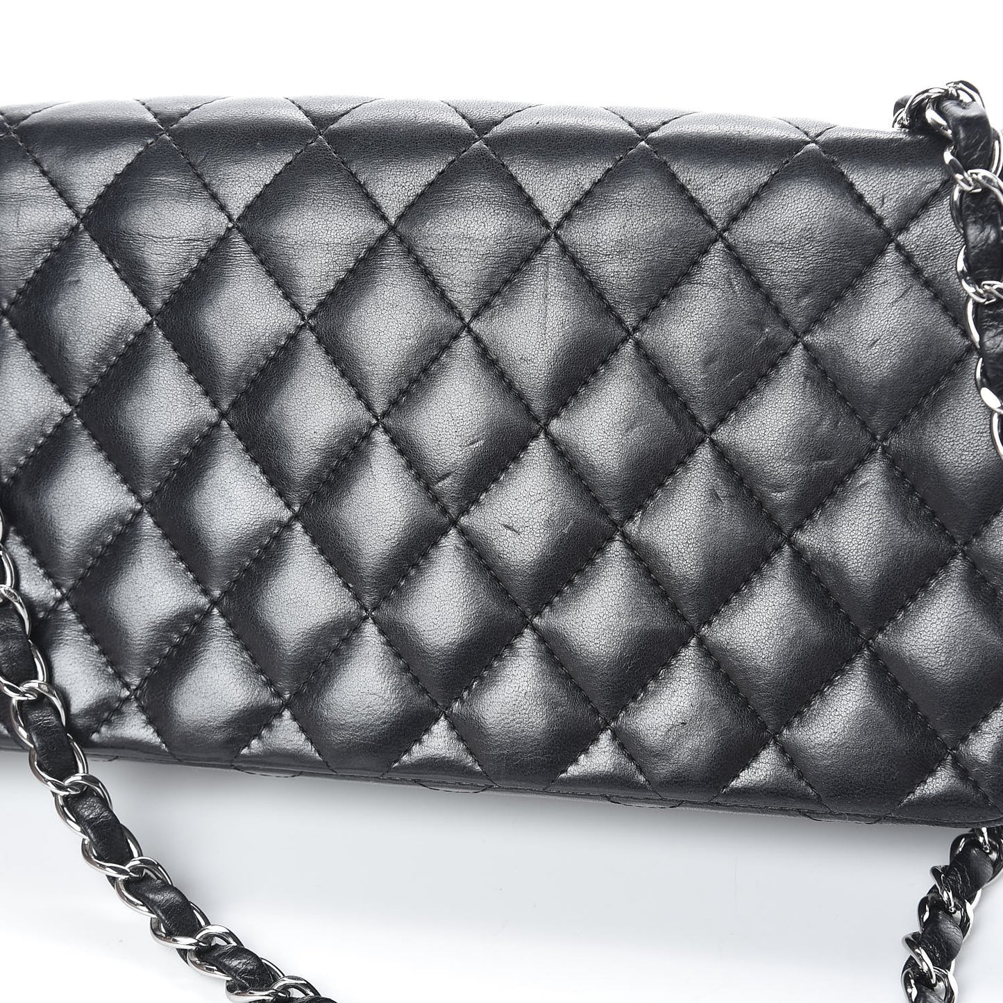 Lambskin Quilted East West Flap Black
