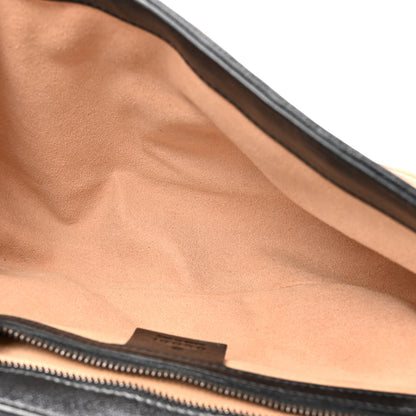 Gucci Vintage Effect Calfskin Matelasse Diagonal Small Torchon GG Marmont Shoulder Bag Cognac Black 5 of 13