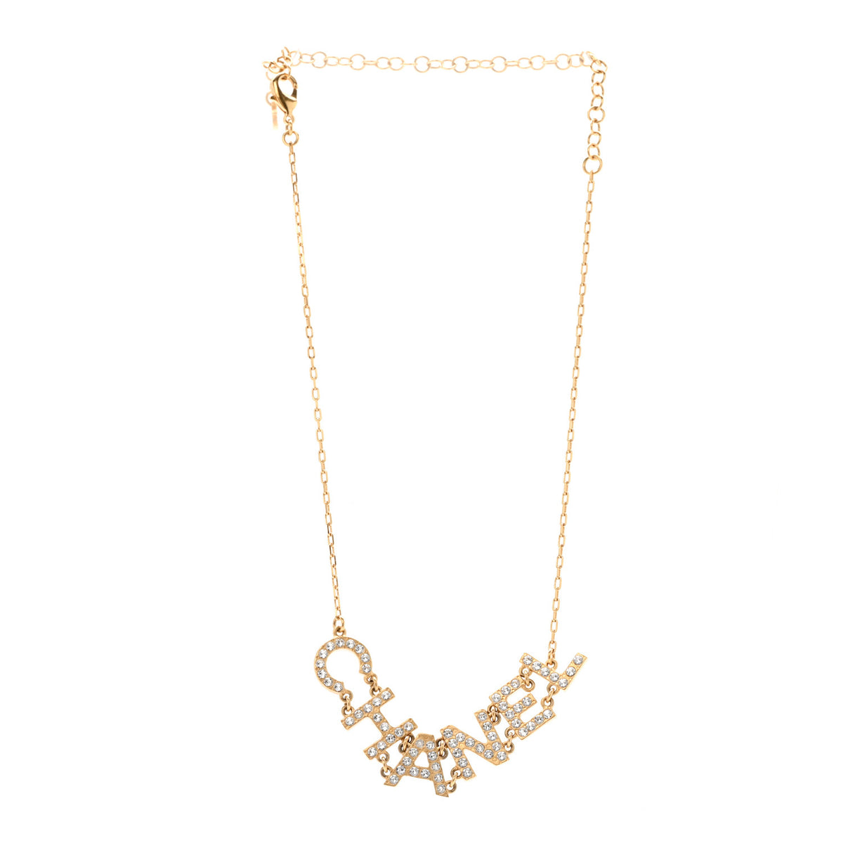 Metal Crystal 90's Icon Logo Necklace Gold