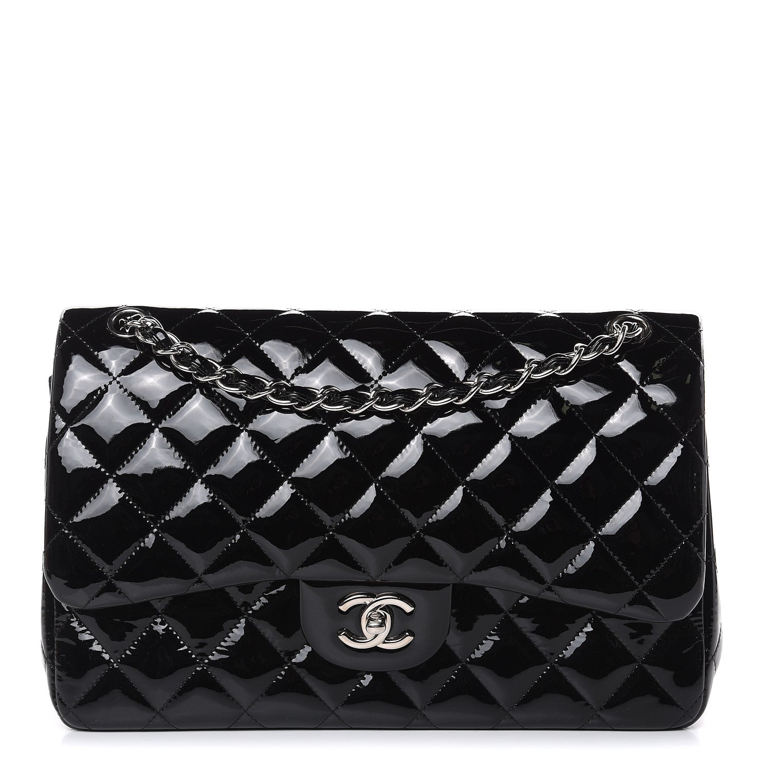 Chanel Patent Quilted Jumbo Double Flap Black 1 of 17
