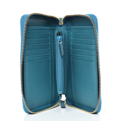 Gucci Monogram Dollar Calfskin Zip Around Compact Wallet Beige Ebony Deep Cobalt 5 of 12