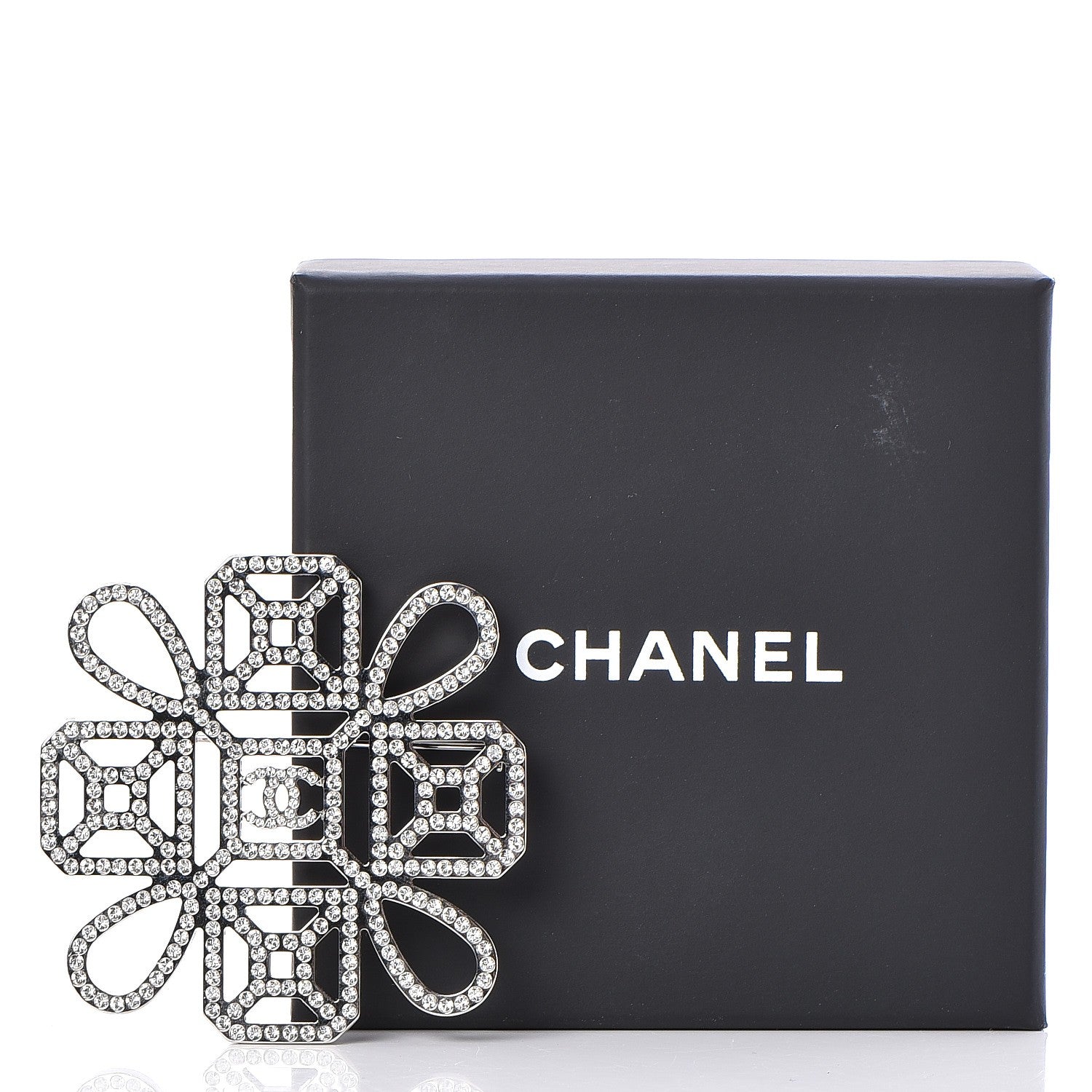 Chanel Crystal CC Brooch Silver 5 of 5