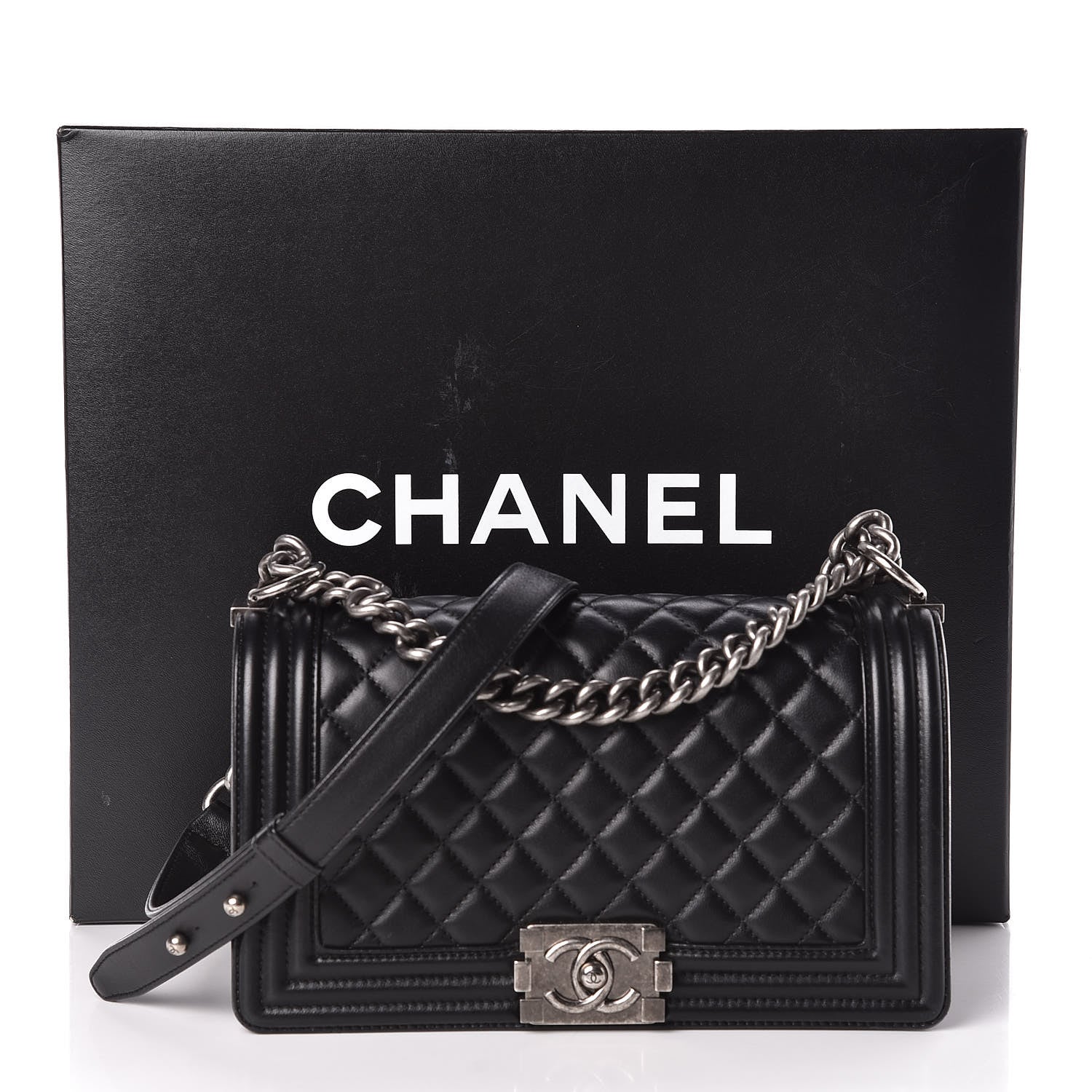 Chanel Lambskin Quilted Medium Boy Flap Black 15 of 15