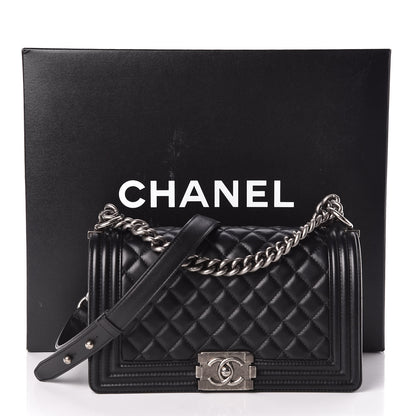 Chanel Lambskin Quilted Medium Boy Flap Black 15 of 15