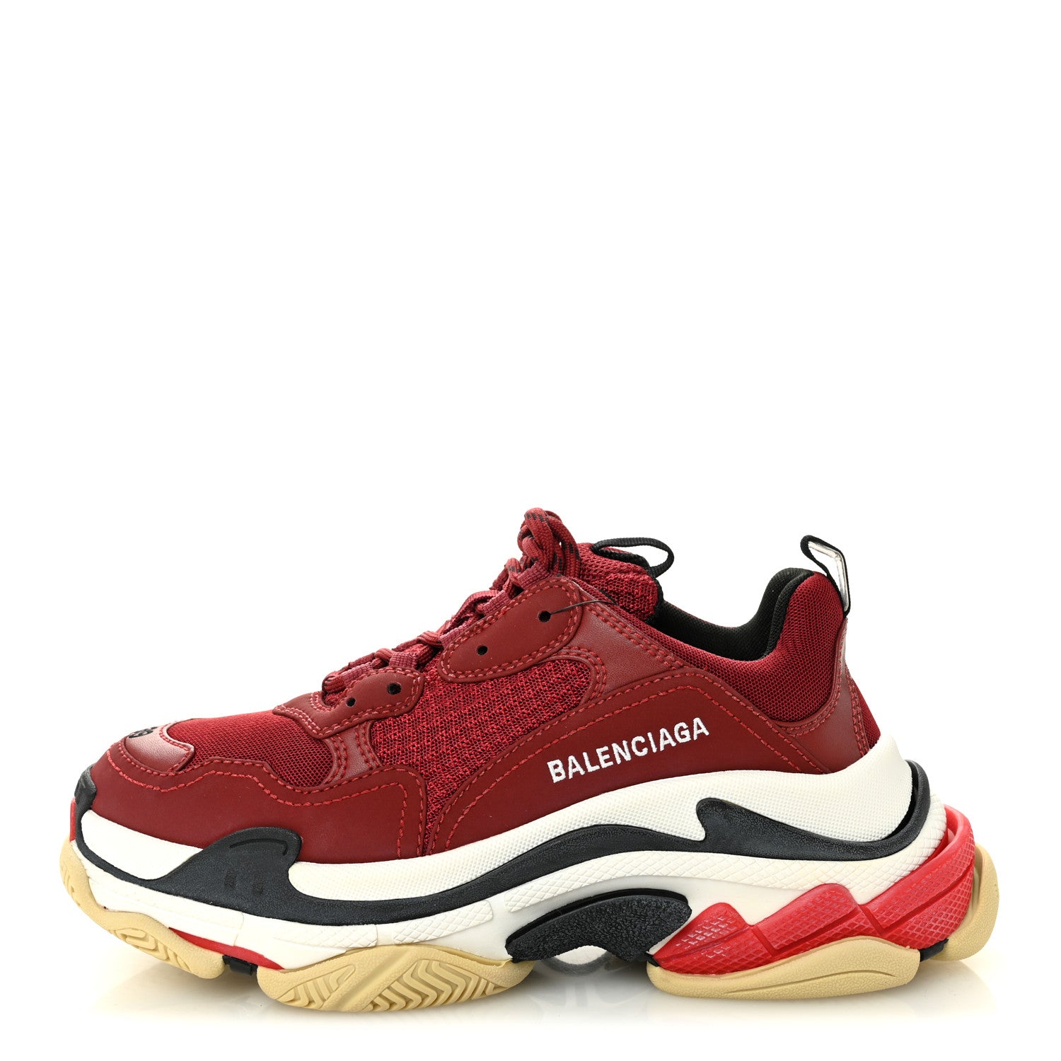 【未使用品】BALENCIAGA Triple S/BORDEAUX 28.5 Balenciaga Fabric Mesh Washed Effect Womens Triple S Sneakers 39