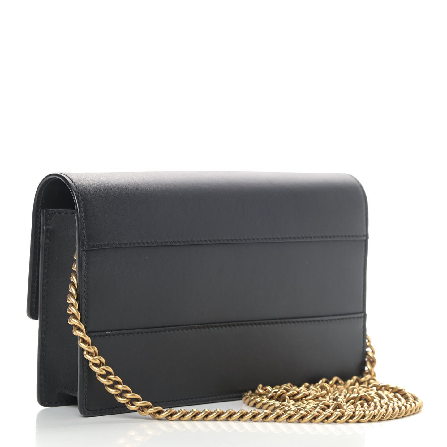 Calfskin Queen Margaret Chain Wallet Black