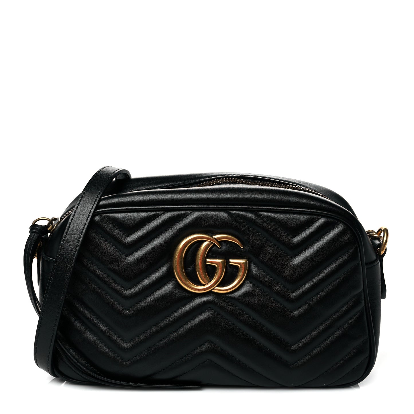 Calfskin Matelasse Small GG Marmont Chain Shoulder Bag Black