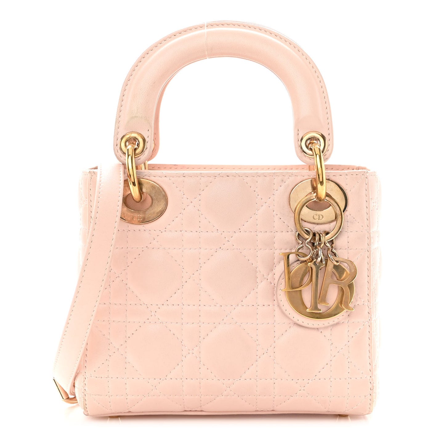 Lambskin Cannage Mini Lady Dior Rose Poudre
