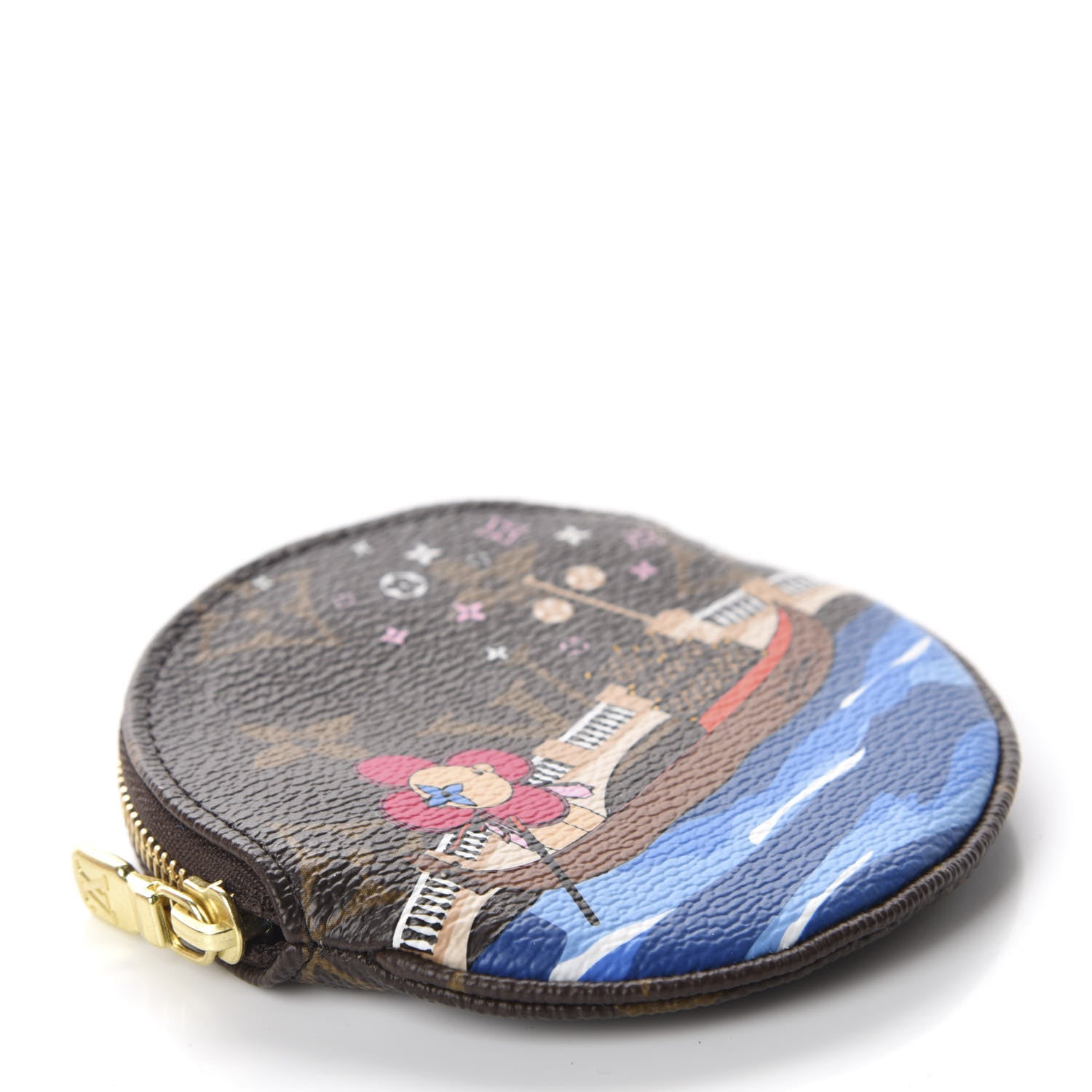 Louis Vuitton Monogram 2019 Christmas Animation Round Coin Purse Blue 4 of 8