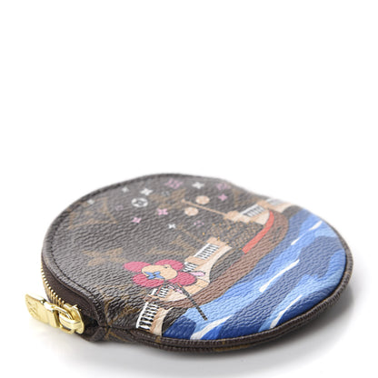 Louis Vuitton Monogram 2019 Christmas Animation Round Coin Purse Blue 4 of 8