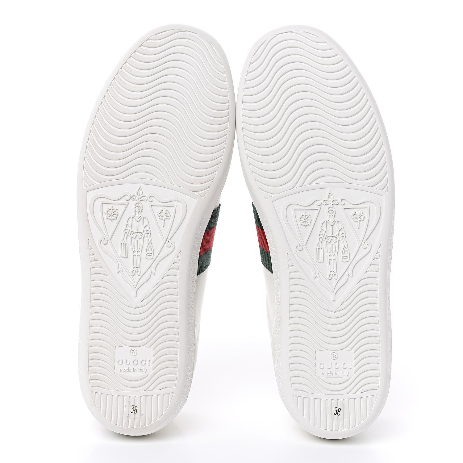 Gucci Calfskin Web Bee Embroidered Womens Ace Sneakers 38 White Green 5 of 9