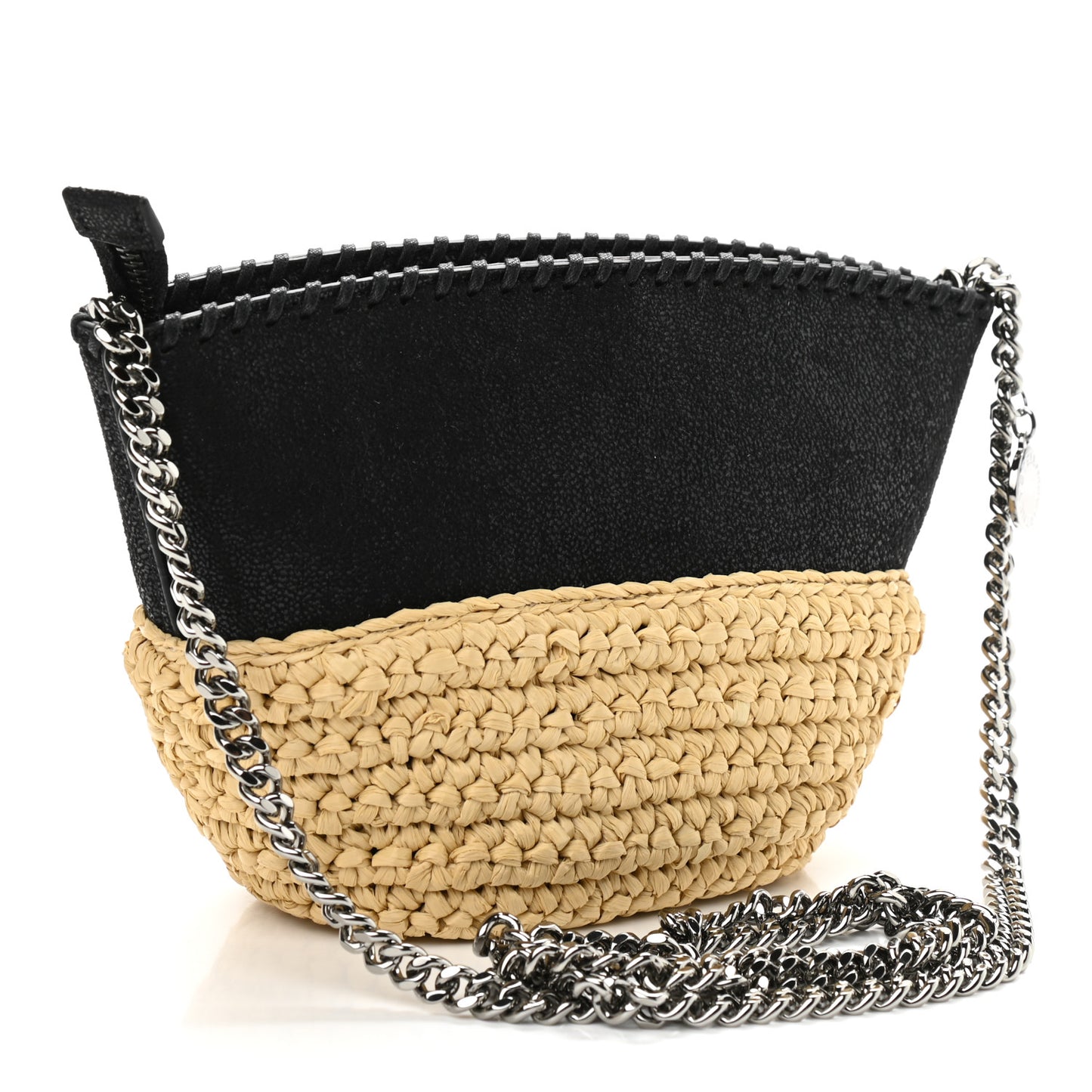 Shaggy Deer Raffia Mini Shoulder Bag Black