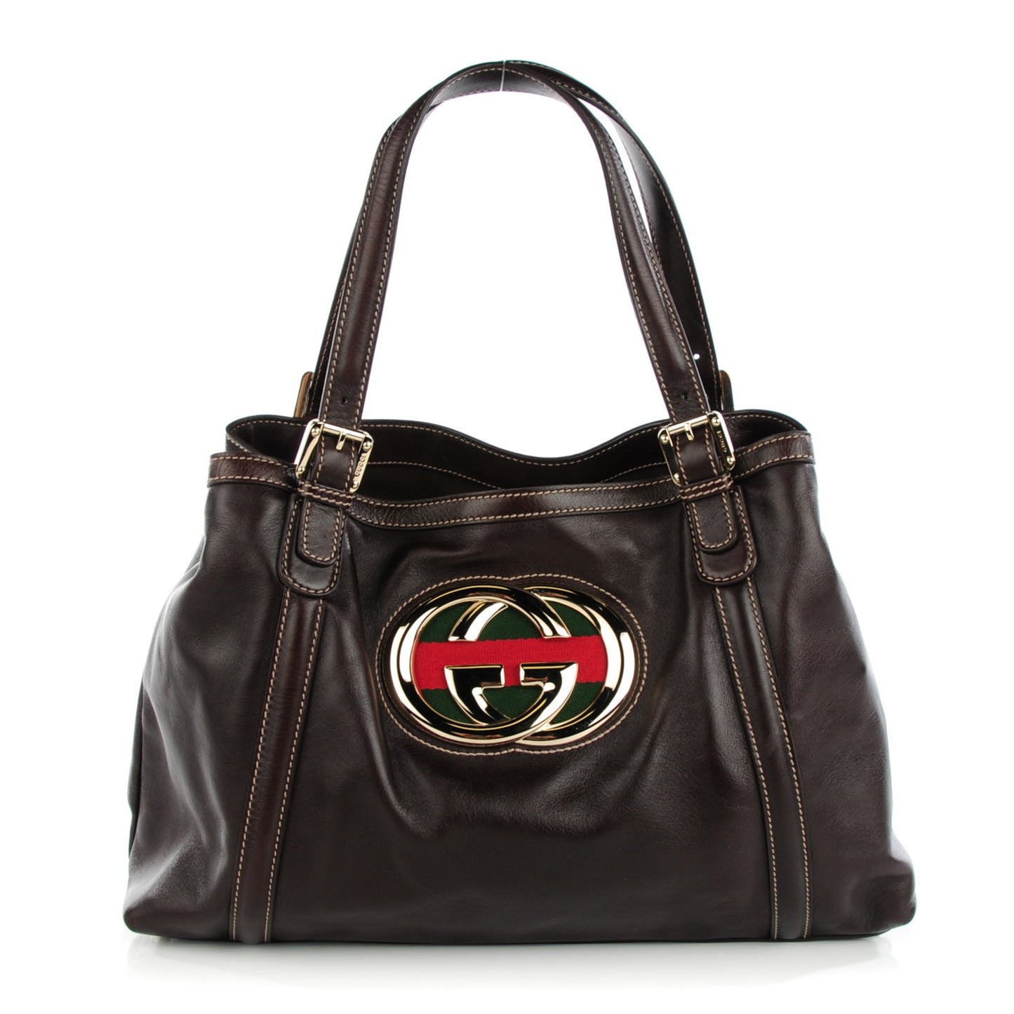 Calfskin Medium Britt Tote Dark Brown