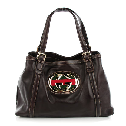 Gucci Calfskin Medium Britt Tote Dark Brown 1 of 7