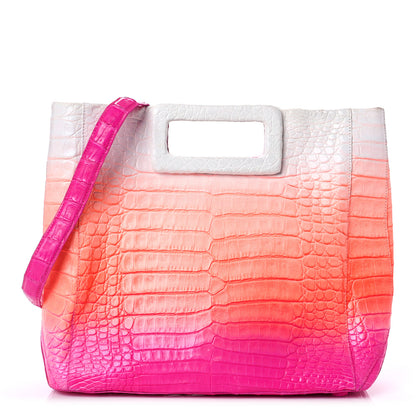Nancy Gonzalez Crocodile Handbag Pink Orange White 1 of 9
