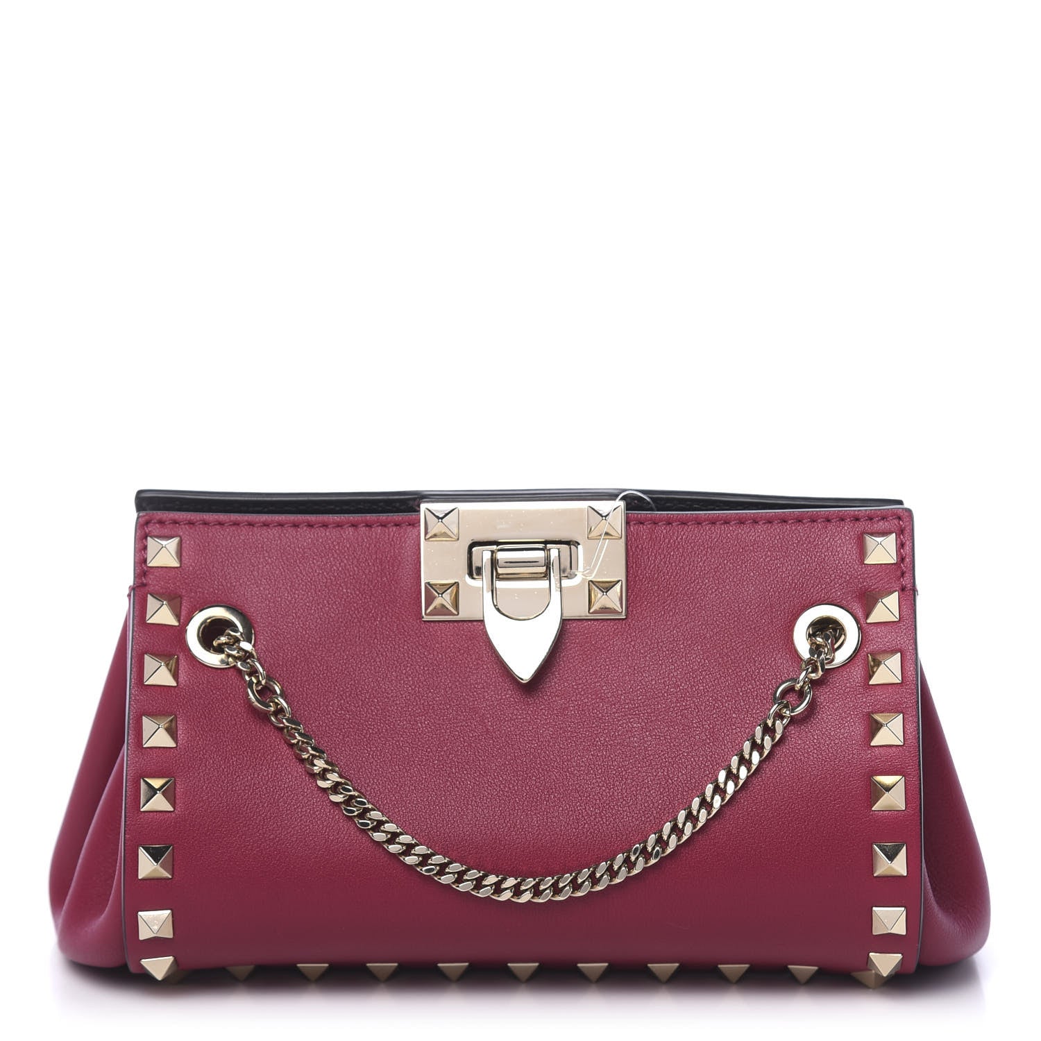 Valentino Garavani Vitello Rockstud Mini Chain Shoulder Bag Raspberry 1 of 9