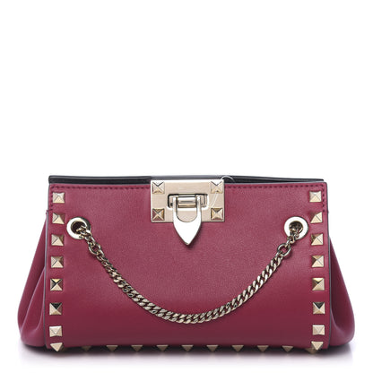 Valentino Garavani Vitello Rockstud Mini Chain Shoulder Bag Raspberry 1 of 9