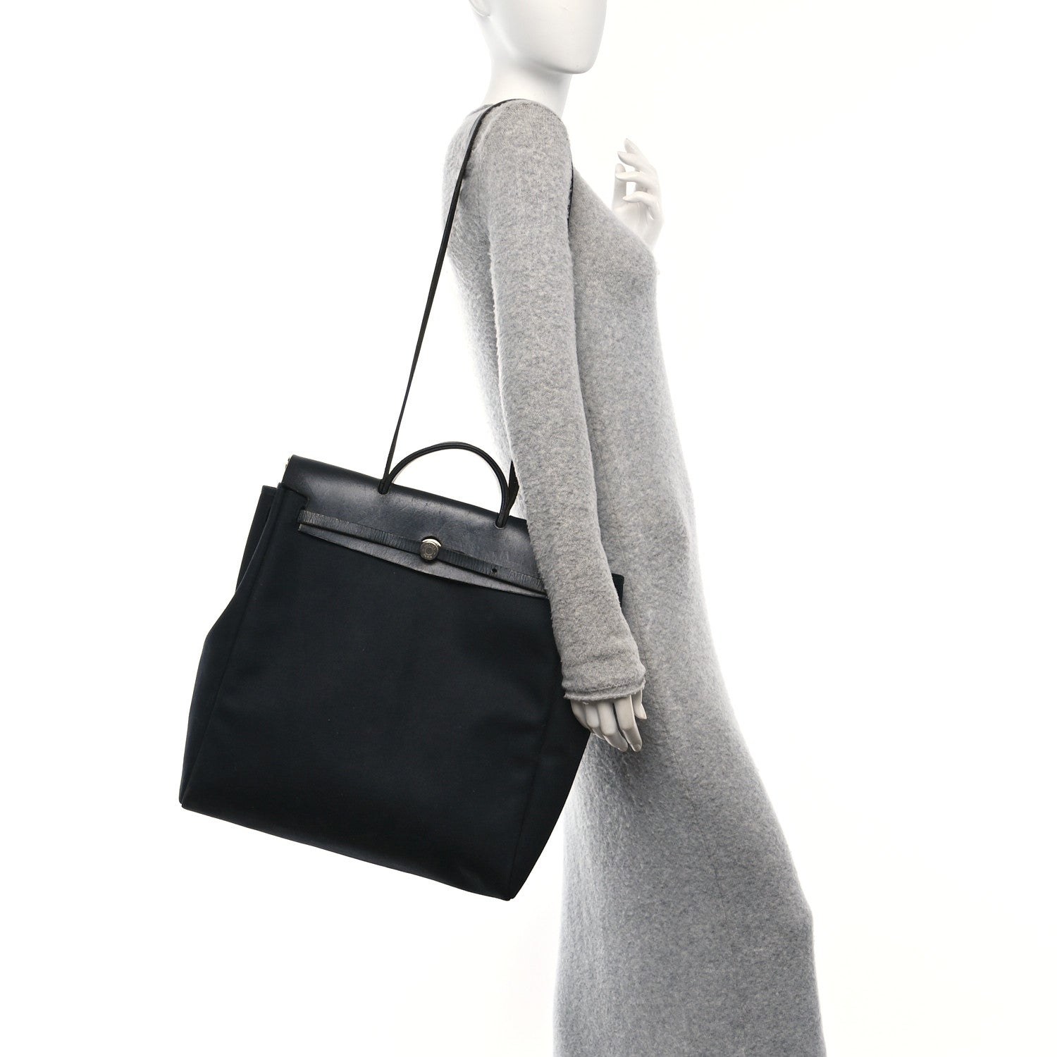 Hermes Toile Vache Calfskin Herbag 40 GM Black 2 of 10