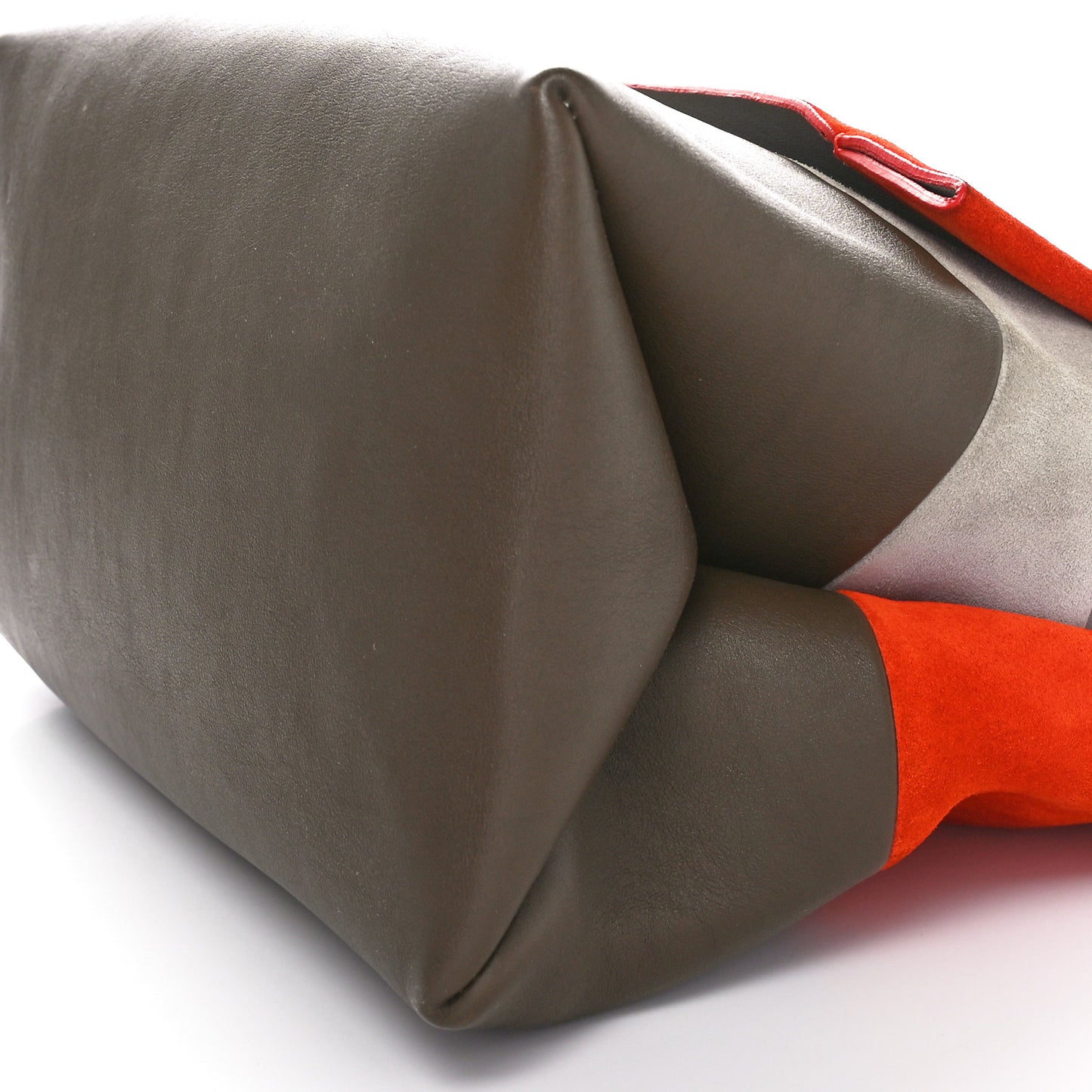 Calfskin Suede All Soft Shoulder Bag Bright Orange Cement Olive