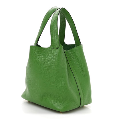 Hermes Taurillon Clemence Picotin Lock 22 MM Vert Yucca 3 of 12