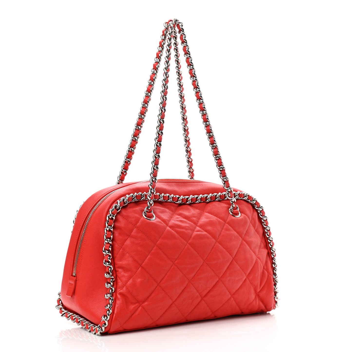 Washed Lambskin Chain Around Bowler Red