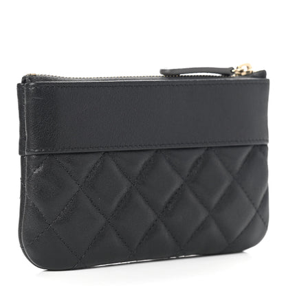 Chanel Sheepskin Quilted Small Vintage Mademoiselle Cosmetic Case Black 3 of 7