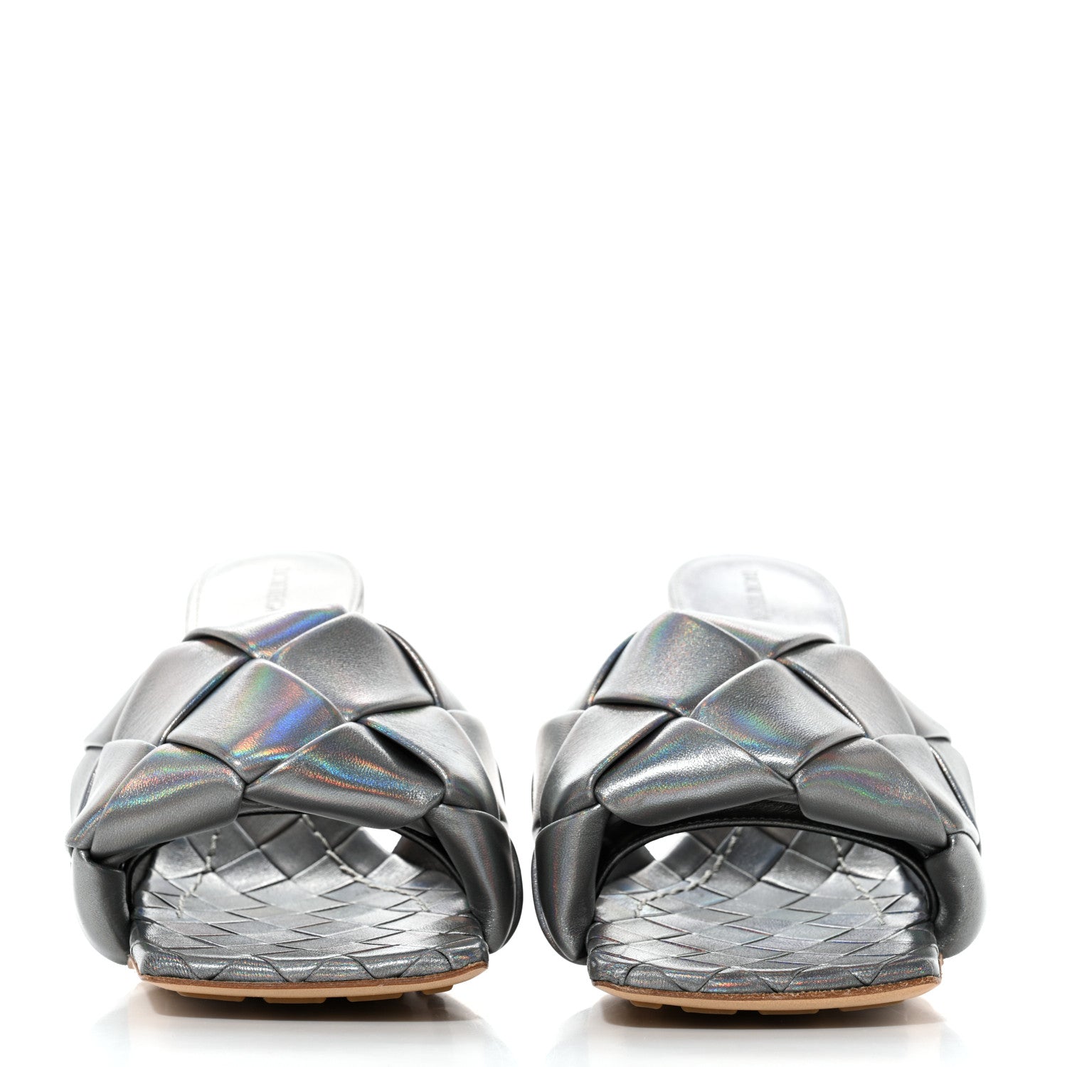 Bottega Veneta Laser Nappa Maxi Intrecciato Lido 90mm Mule Sandals 36 Oyster 2 of 7