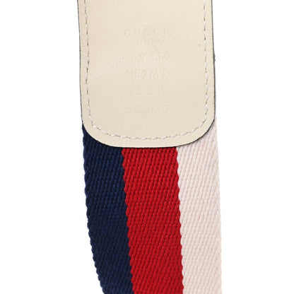 Gucci Nylon Calfskin Sylvie Web Double G 40mm Belt 95 38 Mystic White Hibiscus Red Maritime 3 of 4