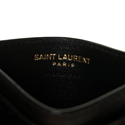 Saint Laurent Grain De Poudre Matelasse Chevron Monogram Credit Card Case Black 6 of 10