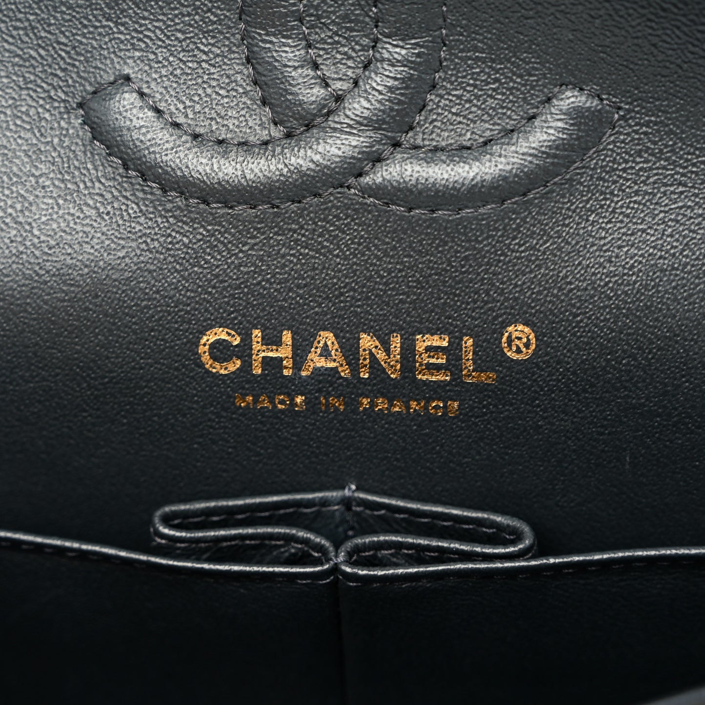 Caviar Quilted Small Double Flap Dark Grey