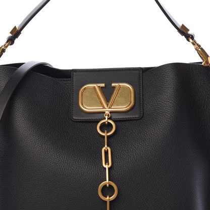 Valentino Garavani Grainy Calfskin Escape Hobo Bag Black 11 of 13