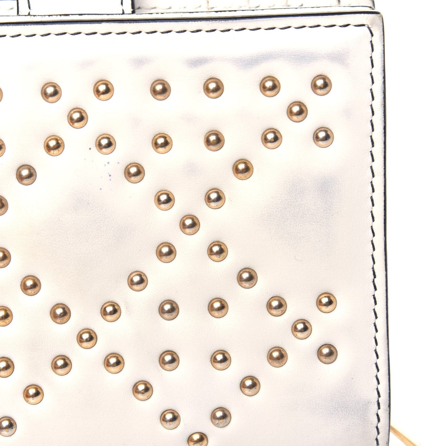 Lambskin Cannage Studded Lady Dior Eden Wallet White