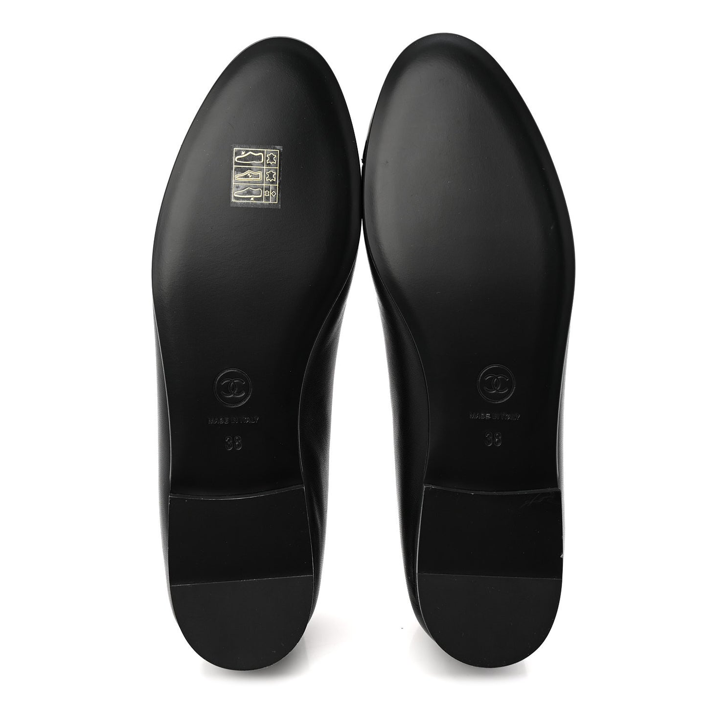 Lambskin Patent Cap Toe Ballerina Flats 38 Black