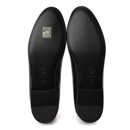 Chanel Lambskin Patent Cap Toe Ballerina Flats 38 Black 6 of 10