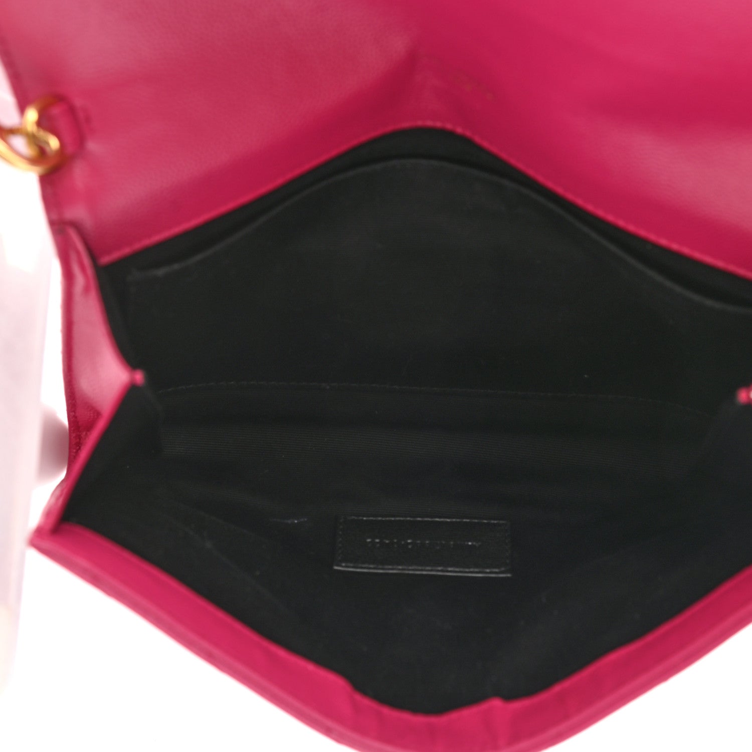 Saint Laurent Grain De Poudre Matelasse Chevron Monogram Envelope Clutch Fuchsia 5 of 8