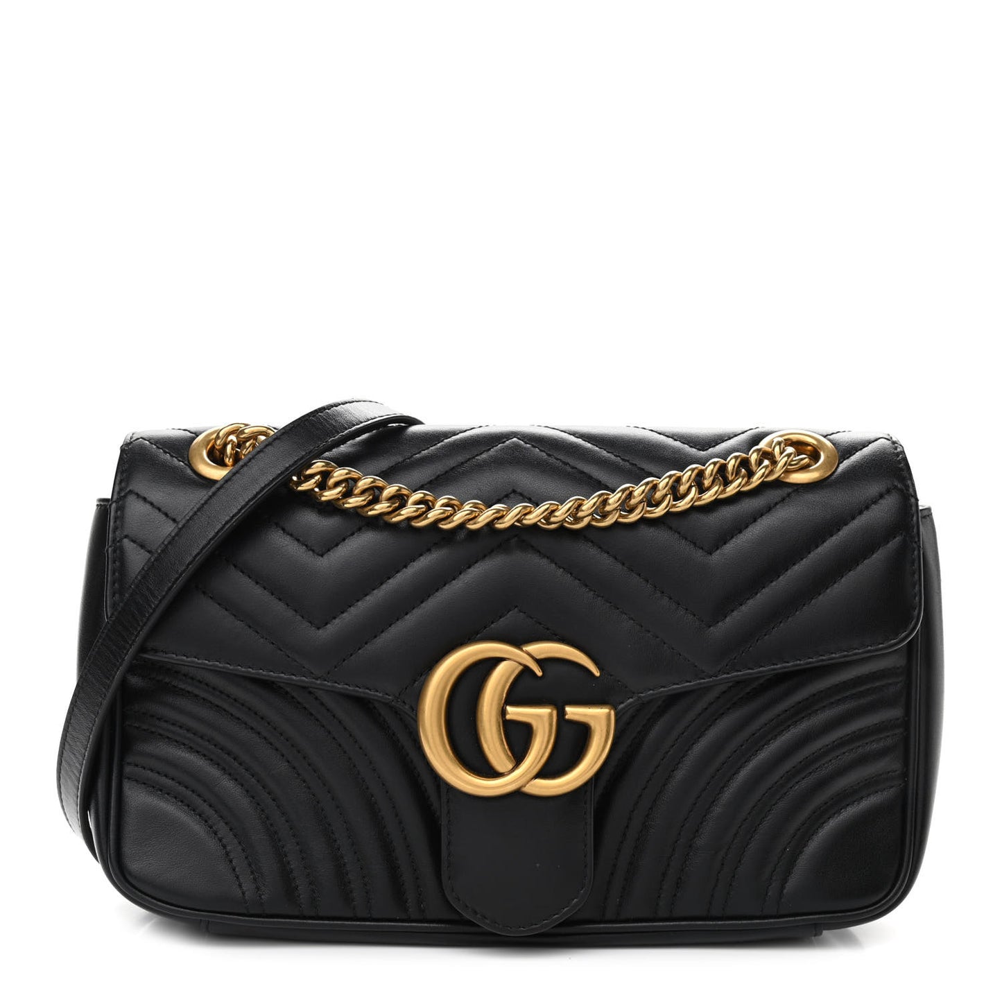 Calfskin Matelasse Small GG Marmont Shoulder Bag Black