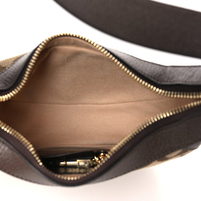 Gucci Monogram Jumbo GG Textured Dollar Calfskin Web Mini Ophidia Half Moon Hobo Camel Ebony New Acero 5 of 10