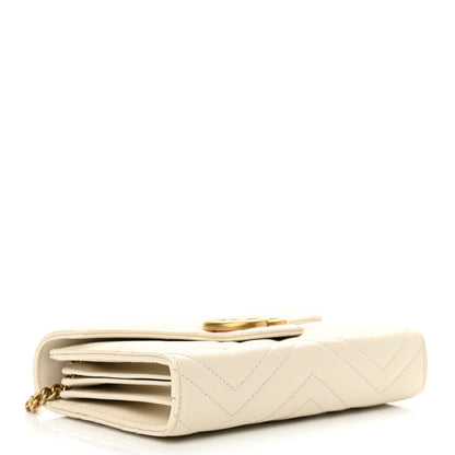 Gucci Calfskin Matelasse GG Marmont Chain Wallet Mystic White 4 of 10