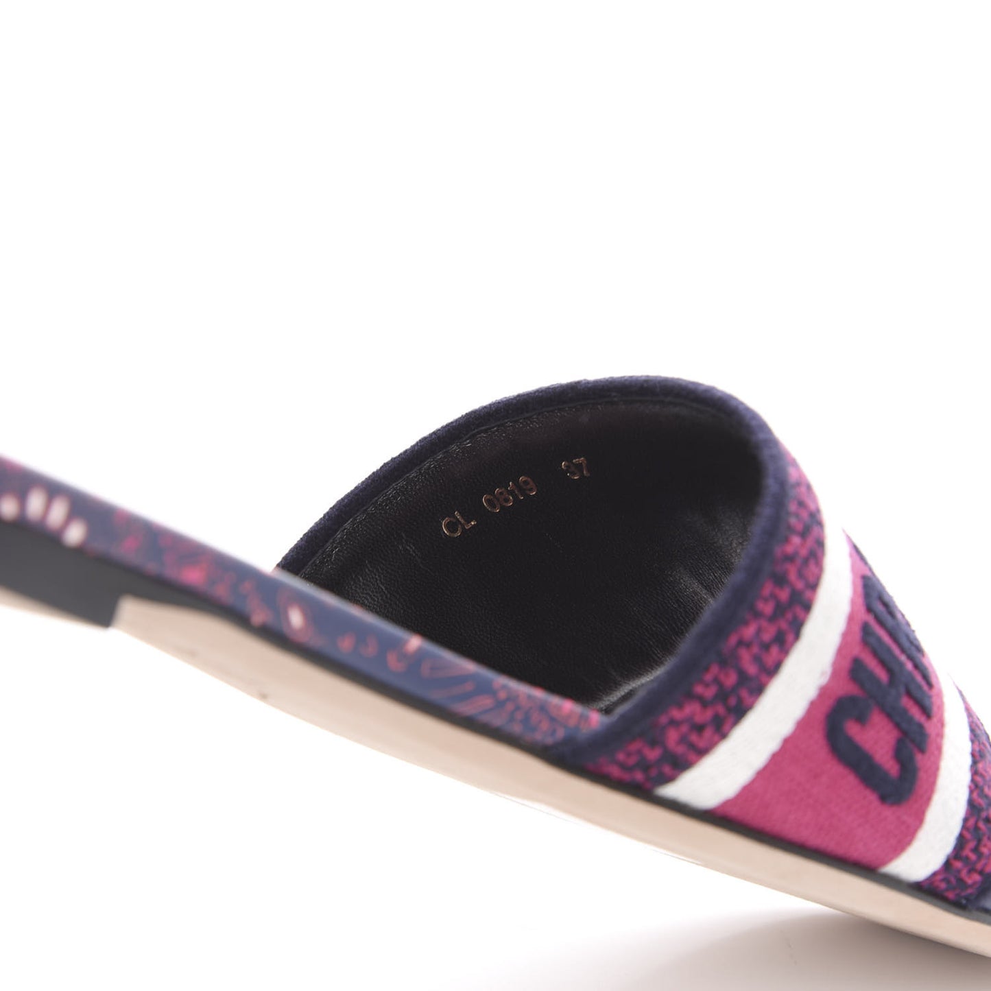 Canvas Embroidered Animals Dway Mules Slide Sandals 37 Deep Blue Fuchsia