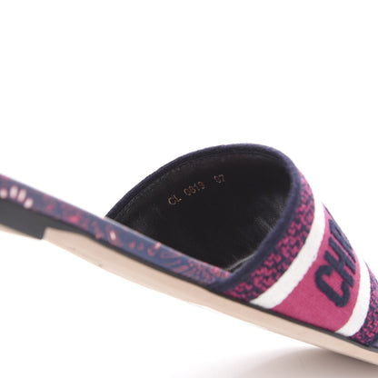 Christian Dior Canvas Embroidered Animals Dway Mules Slide Sandals 37 Deep Blue Fuchsia 8 of 9