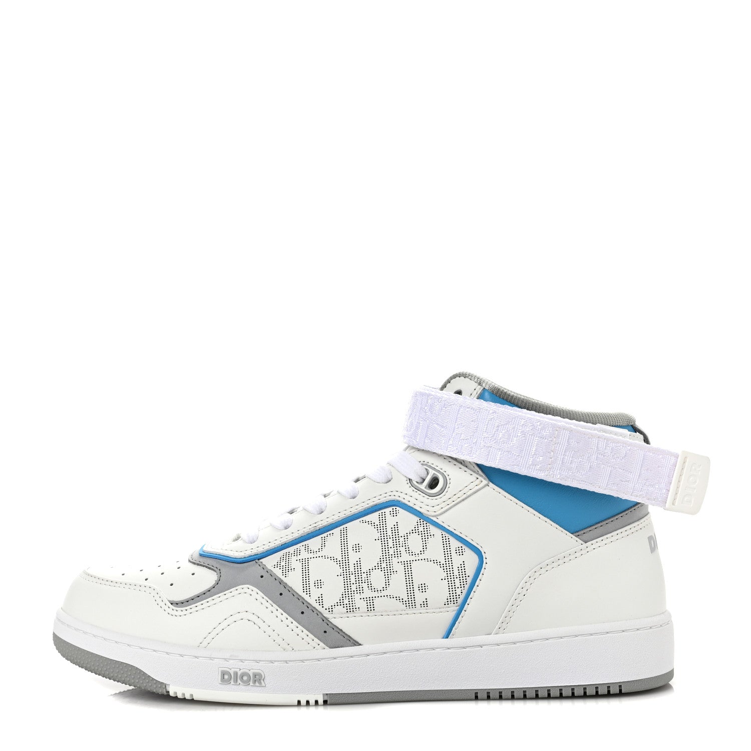 Christian Dior Smooth Calfskin Oblique Galaxy Perforated Mens B27 Mid Top Sneakers 42 Beige Blue 1 of 7