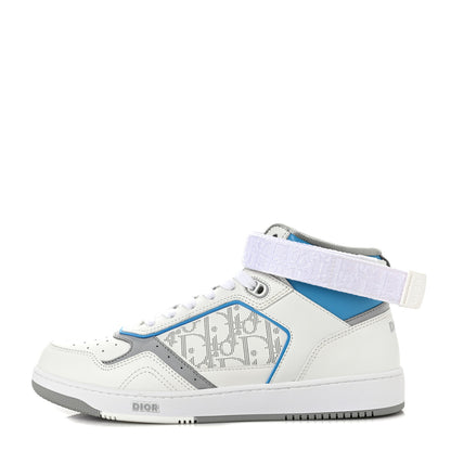 Christian Dior Smooth Calfskin Oblique Galaxy Perforated Mens B27 Mid Top Sneakers 42 Beige Blue 1 of 7