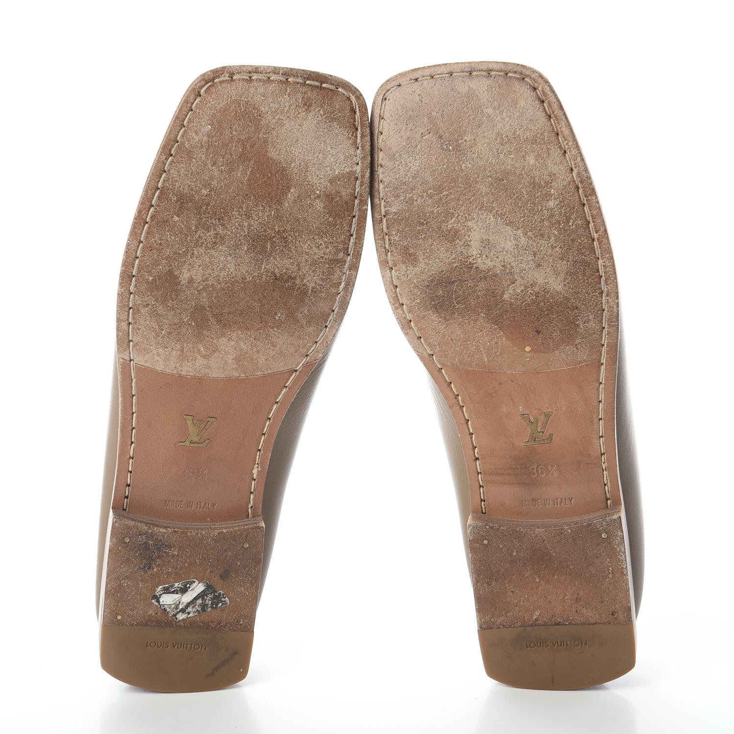 Louis Vuitton Calfskin Square Toe Loafers 36.5 Taupe 7 of 8