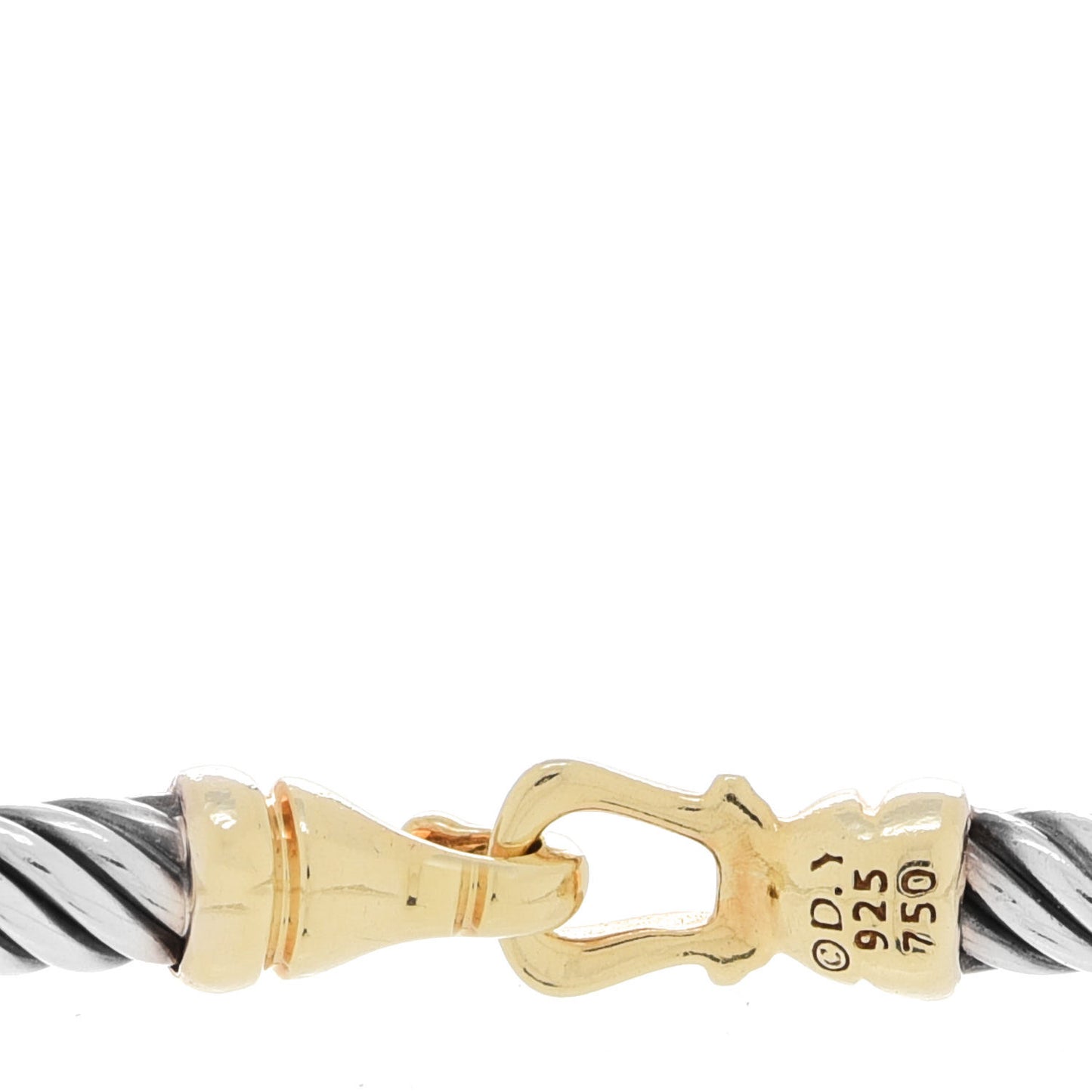 Sterling Silver 18K Yellow Gold 3mm Cable Buckle Bracelet