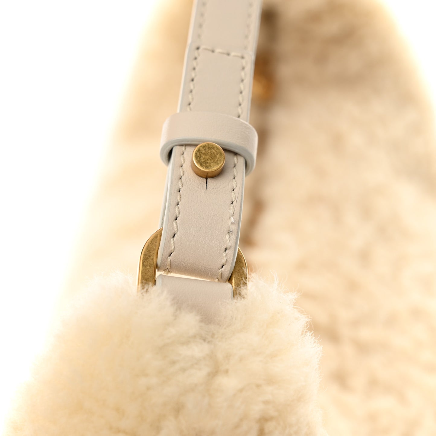 Shearling Paperclip Hobo Bag Beige