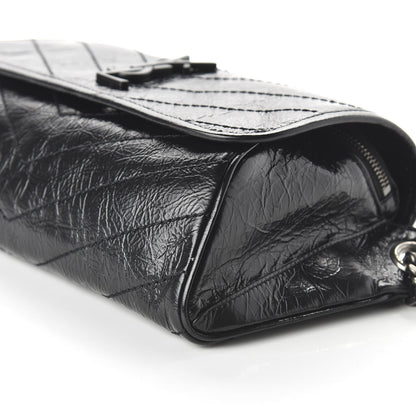 Saint Laurent Crinkled Calfskin Matelasse Monogram Niki Body Bag Black 7 of 9