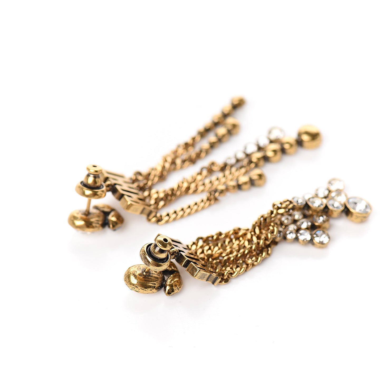 Crystal Chain Dio(r)evolution Earrings Aged Gold