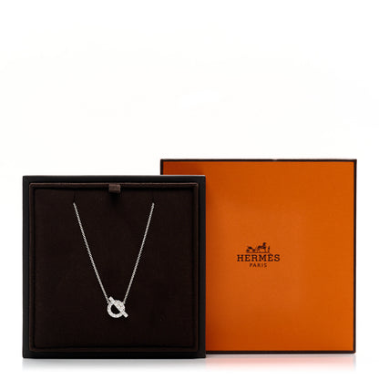 Hermes 18K White Gold Diamond Finesse Pendant Necklace 6 of 6