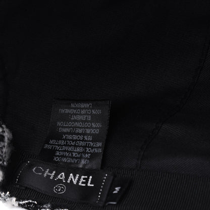Chanel Tweed CC Cap Hat M Black White 6 of 12