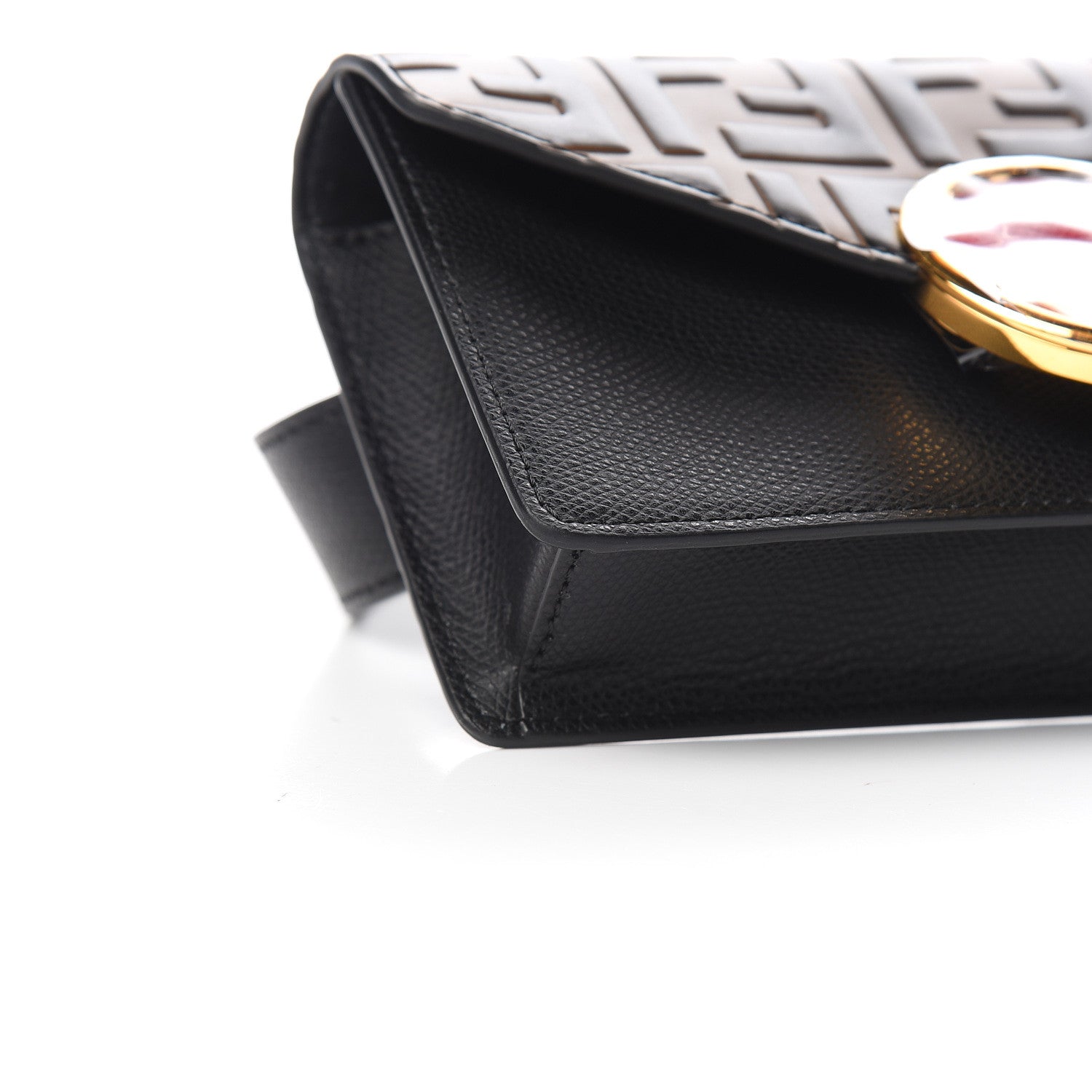 Fendi Vitello Cruise F is Fendi Bi-Color FF 1974 Embossed Envelope Belt Bag Maya Black 12 of 13